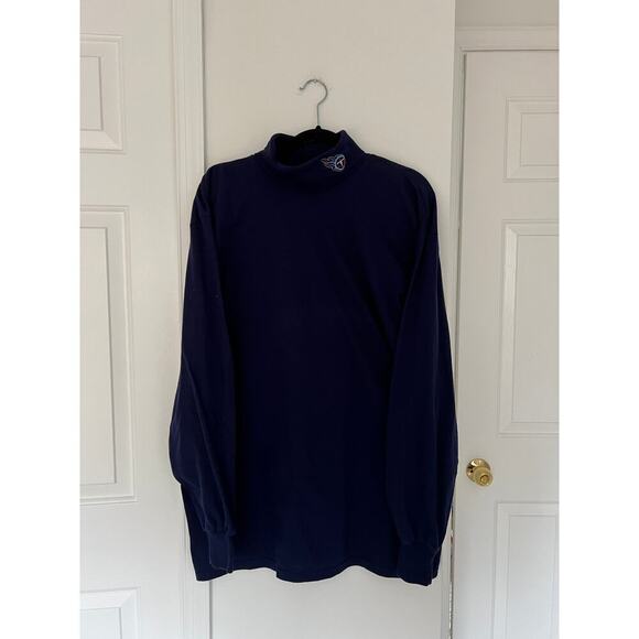 Titans Sweaters - Vintage Titans Football Thin Navy Blue Turtleneck Size 2X